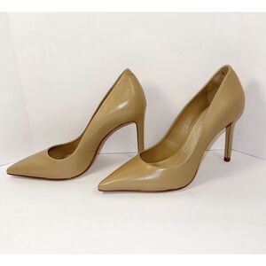 Schutz Lou Pump Pointed Toe Stiletto Heels Beige Leather Nude Neutral SlipOn 6.5